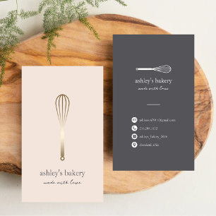 Carte De Visite Boulangerie minimaliste Faux Gold Whisk