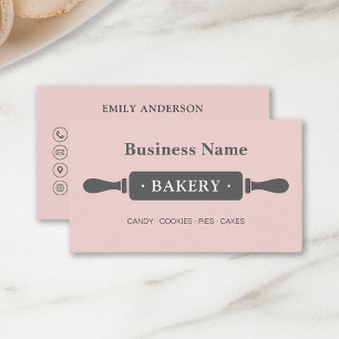 Carte De Visite Boulangerie minimaliste rose