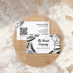 Carte De Visite Boulangerie moderne Black Baked Biens Frontière QR