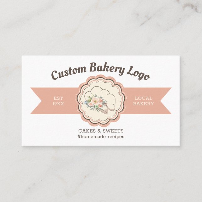 Carte De Visite Boulangerie moderne Casquette Pâtisserie Chef Logo (Devant)