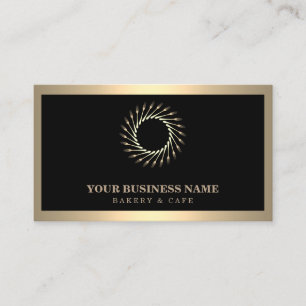 Carte De Visite Boulangerie moderne en or Whisk Fork