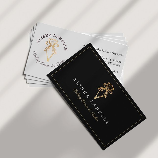 Carte De Visite Boulangerie moderne et chic Sac de tuyauterie Logo (Créateur téléchargé)