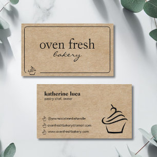 Carte De Visite Boulangerie moderne Kraft Black Cupcake