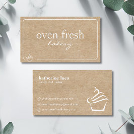 Carte De Visite Boulangerie moderne Kraft White Cupcake