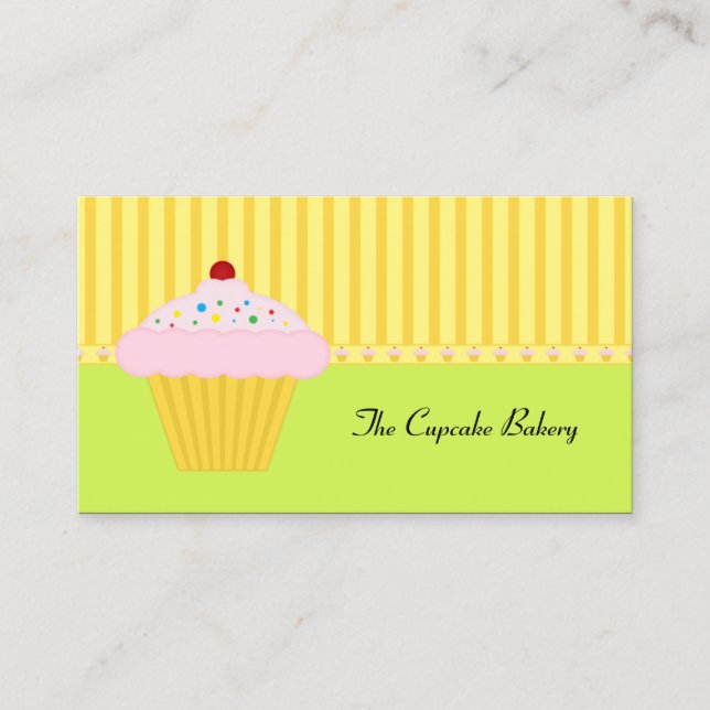 Carte De Visite Boulangerie moderne Lime Green Yellow Cupcake (Devant)