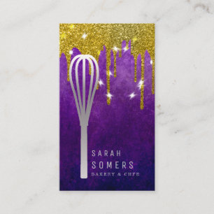 Carte De Visite Boulangerie moderne Parties scintillant d'or Whisk