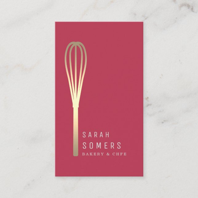 Carte De Visite Boulangerie moderne Parties scintillant d'or Whisk (Devant)