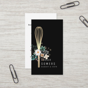 Carte De Visite Boulangerie moderne Parties scintillant d'or Whisk