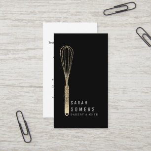 Carte De Visite Boulangerie moderne Parties scintillant d'or Whisk