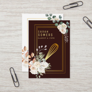 Carte De Visite Boulangerie moderne Parties scintillant d'or Whisk