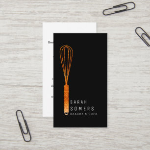 Carte De Visite Boulangerie moderne Parties scintillant d'or Whisk