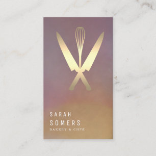 Carte De Visite Boulangerie moderne Parties scintillant or couteau