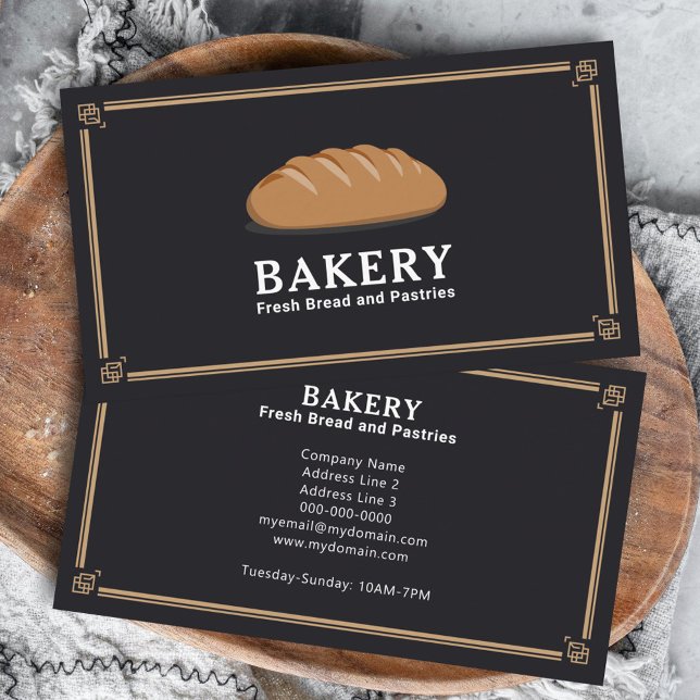 Carte De Visite Boulangerie noire et or (Black and Gold Bakery Business Card)