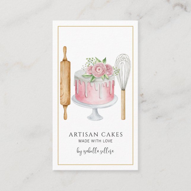 Carte De Visite Boulangerie Pâtisserie Chef Aquarelle Cuisine Uste (Devant)