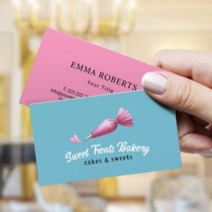 Carte De Visite Boulangerie Pâtisserie Chef Bleu & Pink Sac de tuy