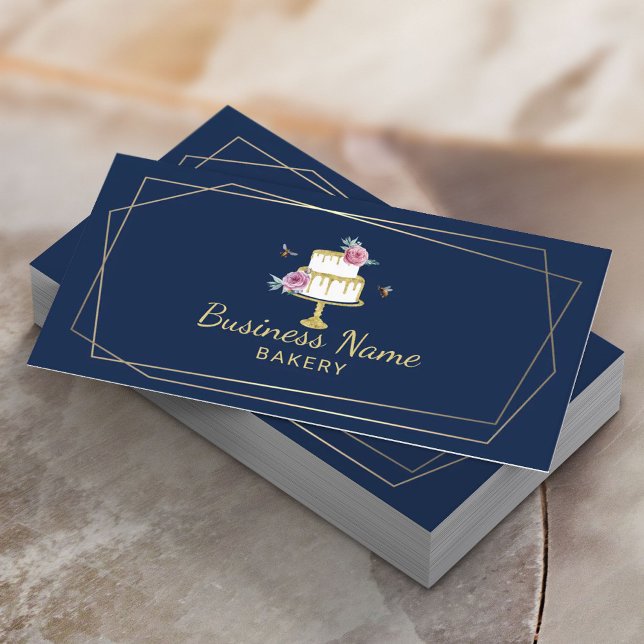 Carte De Visite Boulangerie pâtisserie Chef Cadre géométrique Mari (Créateur téléchargé)