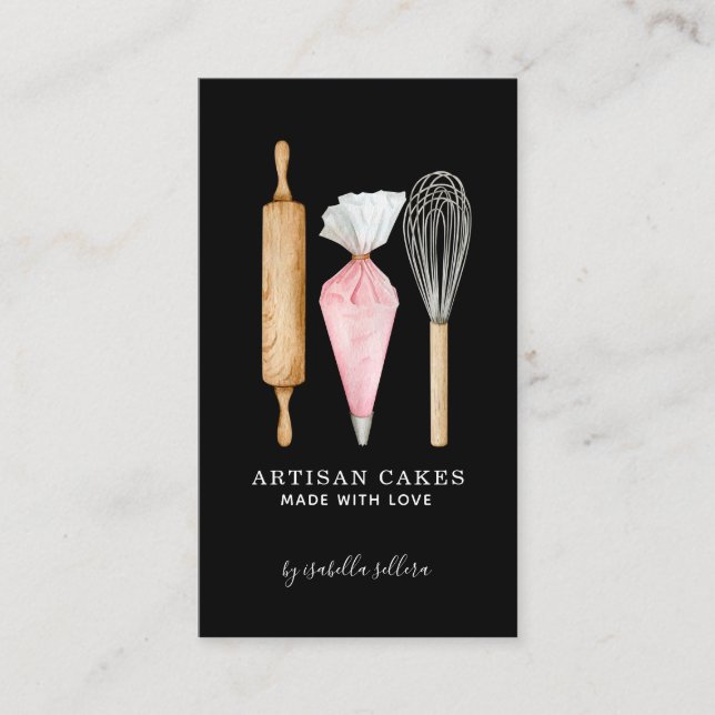 Carte De Visite Boulangerie Pâtisserie Chef Cuisine Ustensiles Noi (Devant)