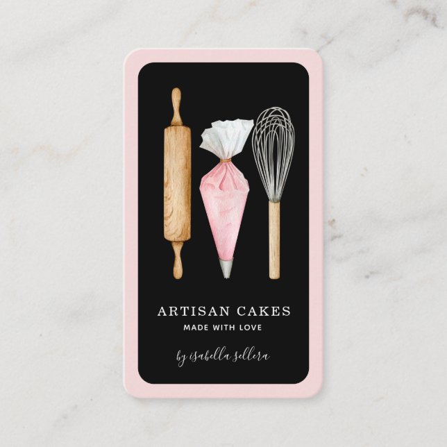 Carte De Visite Boulangerie Pâtisserie Chef Cuisine Ustensiles Noi (Devant)