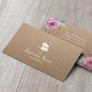 Carte De Visite boulangerie pâtisserie Chef Fleur rustique & Bees 