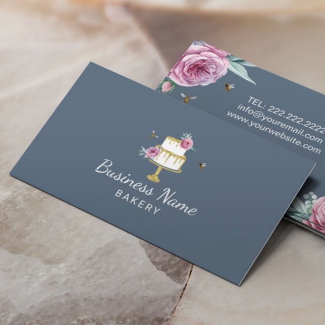 Carte De Visite Boulangerie Pâtisserie Chef Fleur rustique et abei (Créateur téléchargé)