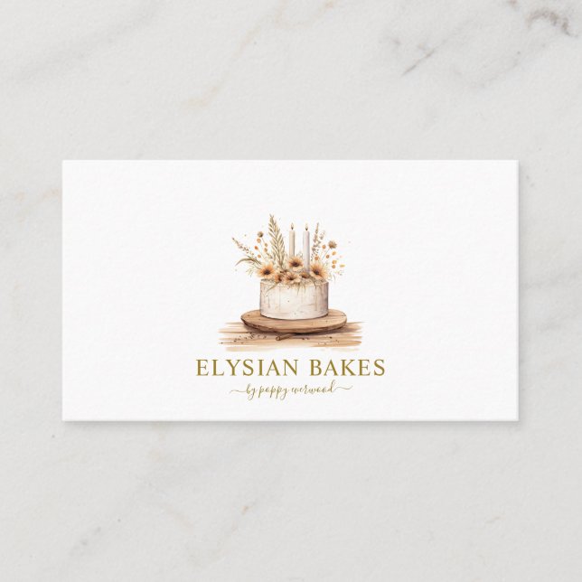Carte De Visite boulangerie Pâtisserie Chef Gâteau Beige Or (Devant)