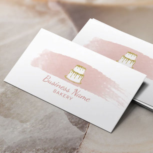 Carte De Visite Boulangerie Pâtisserie Chef Gold Cake Logo Aquarel
