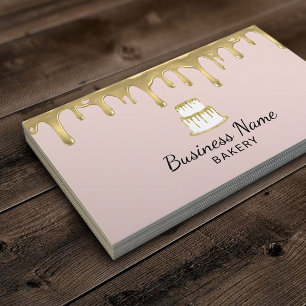 Carte De Visite Boulangerie Pâtisserie Chef Gold Gâteau Logo Rosé