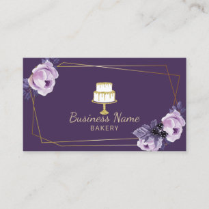 Carte De Visite Boulangerie Pâtisserie Chef Or Gâteau sucré violet