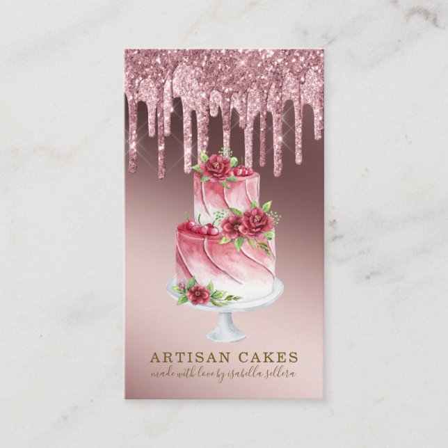Carte De Visite Boulangerie Pâtisserie Chef Rose Gold Parties scin (Devant)