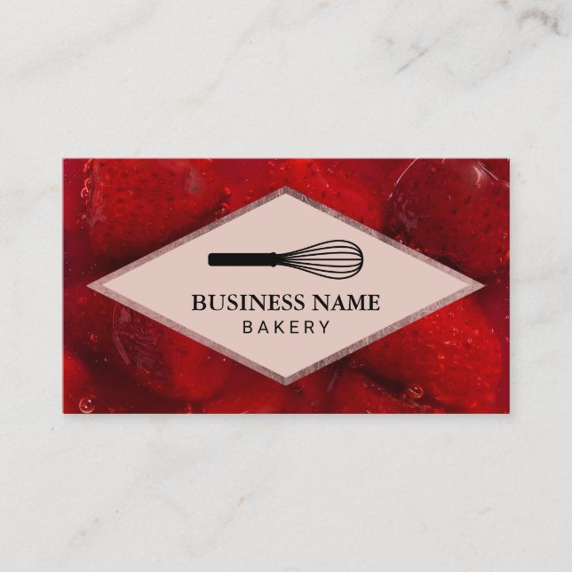 Carte De Visite Boulangerie pâtisserie Chef sucré Rose de fraises  (Devant)