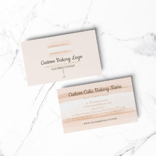 Carte De Visite Boulangerie pâtisserie rose pâle Élégant