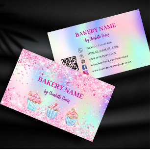 Carte De Visite Boulangerie pâtisserie rose vif pourpre cupcakes c