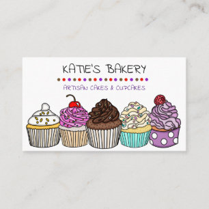Carte De Visite Boulangerie personnalisée Cupcakes mignons Whims