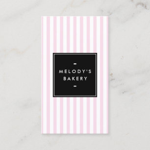 Carte De Visite Boulangerie Retro rose et blanc Grilles Médias soc