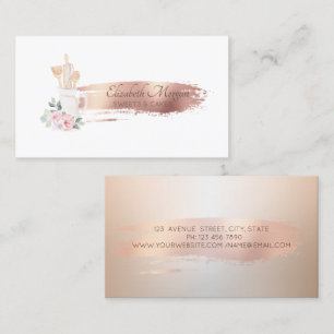 Carte De Visite Boulangerie rose Brush Or Boulangerie Outils à mai