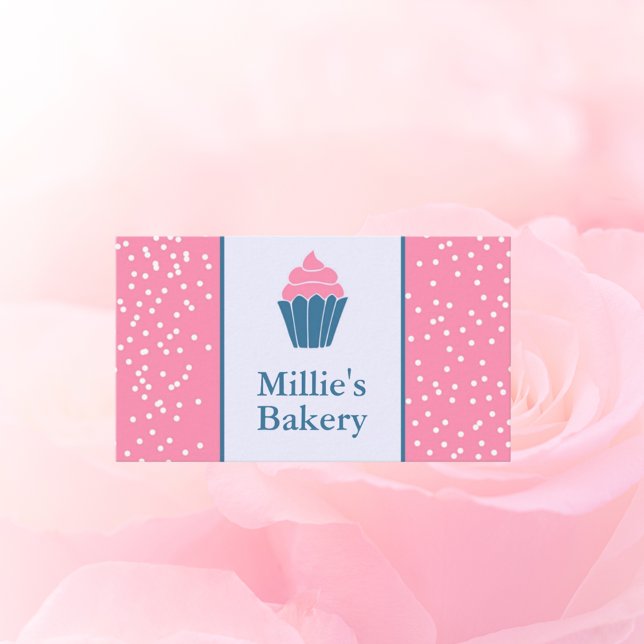 Carte De Visite Boulangerie rose Cupcake Chef pâtissier maison (Créateur téléchargé)