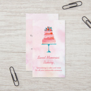 Carte De Visite Boulangerie rose de gâteau de mariage
