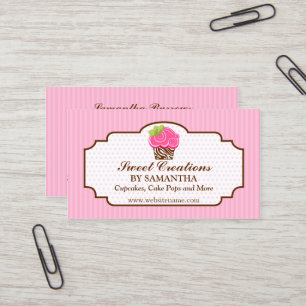 Carte De Visite Boulangerie rose élégante de petit gâteau