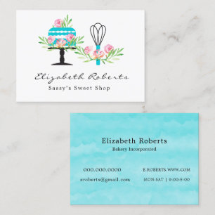 Carte De Visite Boulangerie rose et Turquoise Succession