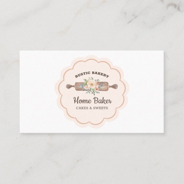 Carte De Visite Boulangerie rustique à broche à rouleaux (Devant)