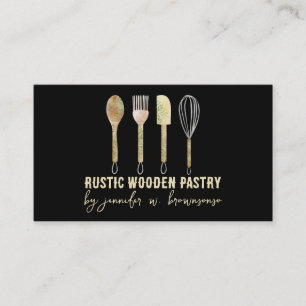 Carte De Visite Boulangerie Rustique décoration de gâteau Noir