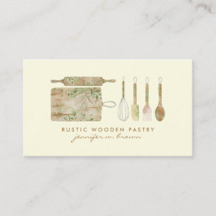 Carte De Visite Boulangerie Rustique Floral mignon chef vanille cr