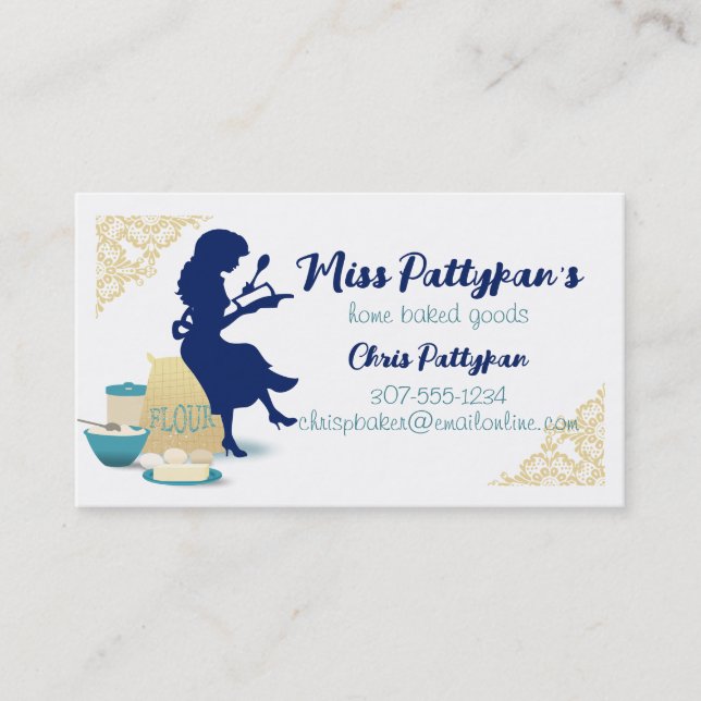 Carte De Visite Boulangerie Silhouette cuisine pâtissier de classe (Devant)