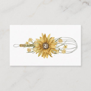 Carte De Visite Boulangerie Tournesol Fouet en Bois Floral Unique