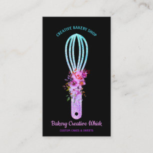 Carte De Visite Boulangerie Whisk étincelant turquoise Noir