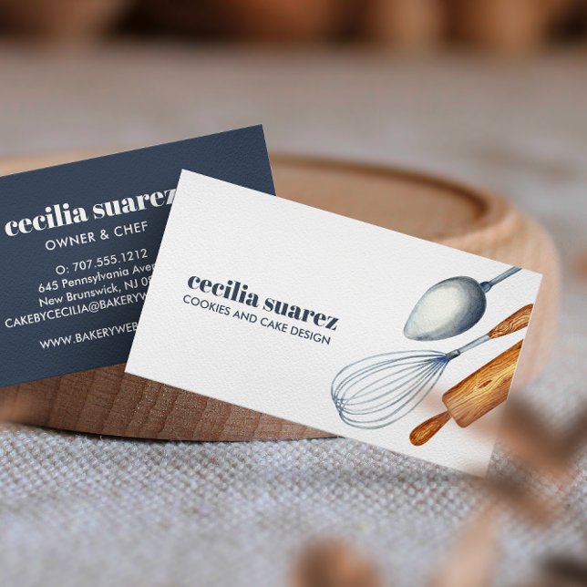 Carte De Visite Boulangerie Whisk Spoon Rolling Pâtisserie moderne (Créateur téléchargé)