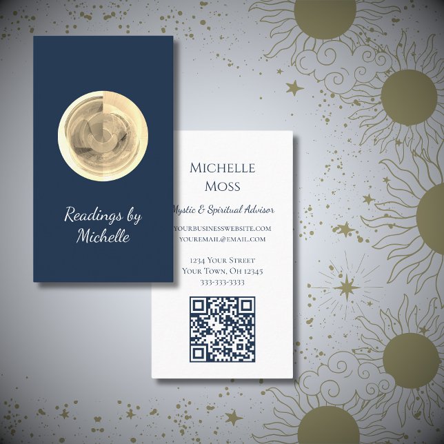Carte De Visite Boule de cristal de lune moderne Lecteur de tarot  (Créateur téléchargé)