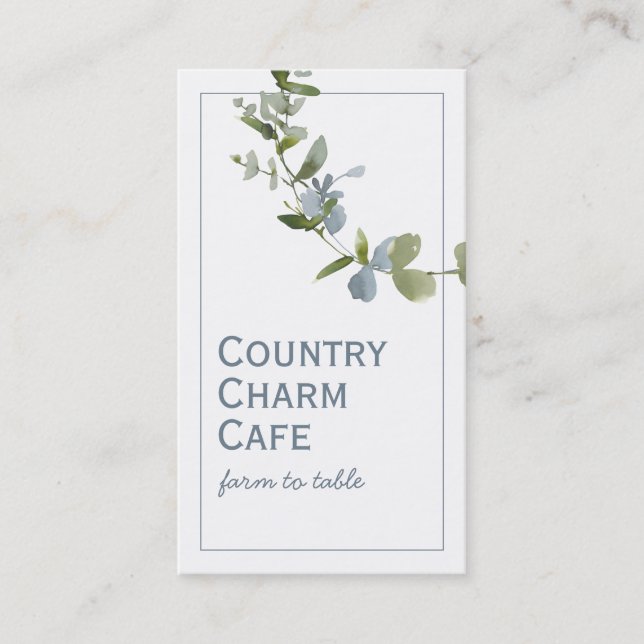 Carte De Visite Boule de fleurs bleu aquarelle simple (Devant)