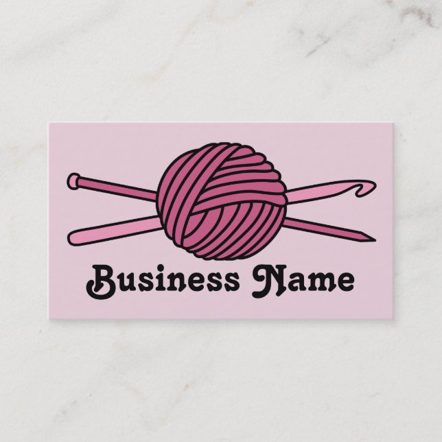 Carte De Visite Boule rose de fil (Knit et crochet) (Devant)