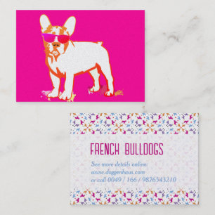 Carte de visite Bouledogue français avec lunettes 